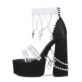 Y2k Millennial Spice Girls Lolita Pearl Size 47 Watertop Coarse High Heeled Women's