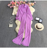 Suit Female Temperament Loose Long-Sleeved Shirt Two Sets Of Leisure High-Waist Hanging Pendant 100