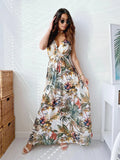 Women's Dress 2025 Dress Summer Floral Bare Back Sleeveless Dress V-Neck Temperament