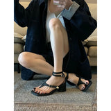 Square Head Clasp High Heel Sandals Women 2025 New Summer Thick Heel Buckle With Toe Women's