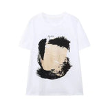 2025 New Women's Round Collar Short Sleeve Contrast Color Print T-Shirt 5644156