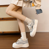 White Shoes Women In The Autumn And Winter Of 2025 New Round Head Thick Soles Raised With Large Head Bread Shoes With Canvas