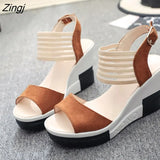 Fashion Wedge Women Shoes Casual Belt Buckle High Heel Shoes Fish Mouth Sandals 2023 Luxury Sandal Women Buty