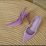Women's Fine Heel 2025 Spring New Cloth Head Pointy Single Shoes Behind Trip With Skirts And Head Women's