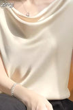 Short-sleeve Blouse Satin Top Summer Fashion Shirts Female Clothing White Tops Loose Shirt Woman Elegant 2023 New