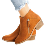 Short Cylinder Side Zipper Round Head Fashion Women's Velvet Face Thick And Thin Martin Boots