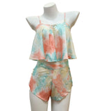 Ice Silk Pure Wind-Like Belly Pocket Shorts Women's Summer Sexy Deep V Lace Pajamas Set
