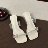 Transparent Word With Sandals Women 2025 Summer New Water Drill Leakage High Heels 100 With Skirt