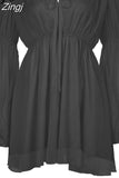 Casual Slash Neck Chiffon Beach White Dress Women Flare Sleeve Off Shoulder Sexy Summer Dress 2023 Double Layer