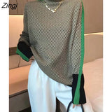 2022 Autumn Winter Sweater Women Geometry Knitted Turtleneck Jumper All-Match Long Sleeve Pullover