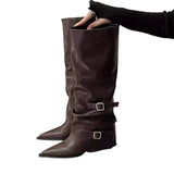 Buckle ~ Trouser Boots Coarse And Boots Boots Girl Hottie High Boots Pointed Black Pants Tube