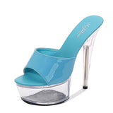Zingj Leather 13Cm15cm Special High Heels With Sexy Waterproof Platform Hate Day Superb High Slippers Female