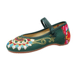 Zingj Wind National Wind Canvas Embroidered Cloth Shoes Women's Shoes Single Shoes A Word Buckle Low Heel Mother