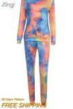 Women Tie Dye Sports Clothing Sets Lady Pullover Short Sleeve O Neck T Shirt Top + High Waist Knee Length
