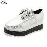 Spring Women Shoes Flat Platforms serpentine Lace-Up Wedges Sneakers Ladies Oxfords Woman Flats Casual