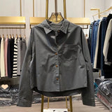 Collar Net Color Single-D Row Buckle Cotton Shirt 2025 Spring And Autumn Small Man Wearing Loose Age Reduction Long-Sleeved Top
