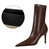 Shoes Leather Boots Women Ankle Boots Autumn Winter Boots Women High Heels Short Boots Ladies Booties Chaussures