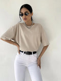 Cotton Collar Solid Color T-Shirt Girl 2025 Spring And Summer New Hot Cotton Short-Sleeved