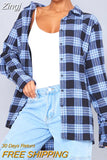 Spring Autumn Tops Women Plaid Shirts Loose Oversize Blouses Casual Flannel Female Top Long Sleeve shirts