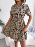 Wind Shooting New Leisure Wave Point In Spring And Summer To Close The Waist Lotus Leaf Side Of The Dress Women's