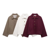 Women's ZA Autumn And Winter Street Fashion Short Shirt Collar Collar Hair