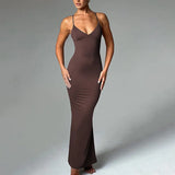 Zingj Summer New Temperament Sexy Trend V Collar Back Slim Dress