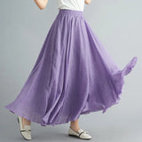 Women's Literature And Art Large Cotton Tamples Skirt Tight Waist A-Shaped Skirt Long Solid National Style Skirt 24