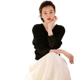 Hook Velvet Sweater Autumn And Winter New Thin Leisure Loose V Collar Long-Sleeved Knitted Sweater