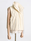 Zingj 2024 Niche Loose Vest Diamond Chain Trim Clip Cotton Sleeveless