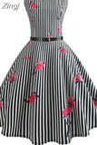 Music Note Print Pleated Dress Women Summer Vintage 50s 60s Retro Hepburn Big Swing Robe Party Dresses