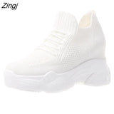 Autumn High Platform High Heels Women Thick Sole Shoes Heels Wedge Sneakers Breathable Mesh Casual Shoes