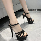 High Heel Fine Sandals Female Toe Waterproof Waterproof Table Sexy Model Show Night Shop Thick Sole Mature High