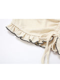 Shirt Vests Two-piece Set Women Frill Cute Short Sleeve O Neck Crop Top Harajuku Y2k Casual Tee Women Summer Chic Retro