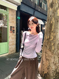 Xixi 2025 Autumn New White Tidaught Flower Oblique Shoulder Knit Shirt Long-Sleeved Top Sweater Women
