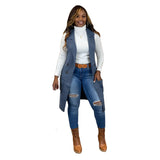 Zingj New Women's Casual Solid Color Cardigan Sleeveless Knitted