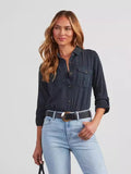 Zingj Early Fall New Ins Wind Denim Wash Water Fashion Elegant Long Sleeve Multi-Color Shirt