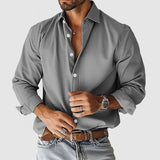 New Men's Shirt City Casual Collar Button Solid Color Men's