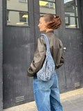 Street Short Dress 2025 Autumn Collar Locomotive Bomber Jacket Women's Top