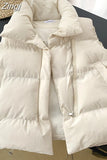 Fashion Casuals Lapel Version Loose Warm Thick Pocket Cotton Vestes Waistcoat Vest for Women Short Jacket Winter 2023