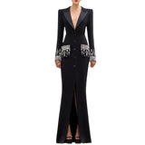 Star Fashion Heavy Industry Nails Studded Suit Dress Red Dress Fishtail