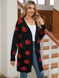 Sweater For Women's Casual Halloween Pumpkin Head With Long Coat Knitted
