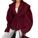 Jacket Female High Sense 2025 Spring And Autumn Women's Temperament Commuting Waist Tie Cushion Shoulder Suit
