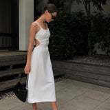 2025 Summer New Women's Waist Folding Back Sling Dress