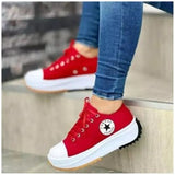 Casual Single-Shoe Women 2025 Spring And Autumn New Round Head Tie With Thick Bottom Low Help Canvas Single