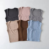 Zingj Trend Women's Knitted Jacket Generous Collar Solid Color Slim Short Style Small Vest High Waist Navel Sleeveless