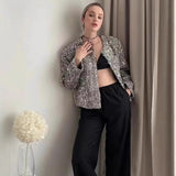 Women's Clothing Explosion ZA Autumn And Winter New Round Neck Solid Color Sequins With Coarse Flowers And Sequin