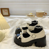Zingj Lovely Mary Jane Small Leather Shoes Female Spring 2024 New Versatile Heighten Thick Bottom With Skirt Bow-Outfit