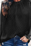 New Round Collar Long Sleeve Shirt Chiffon Blouse Fashion Clothing Autumn and Winter Casual Loose Clothes Blusas