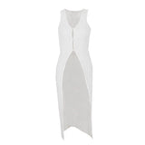 Zingj Hot Style 2023 Summer Women's U-Neck Cardigan In The Long Sleeveless Vest Coat
