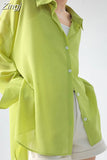 Green Transparent Shirts For Women Summer Chiffon Loose Long Sunscreen Shirts Oversize Thin White Shirt Outerwear